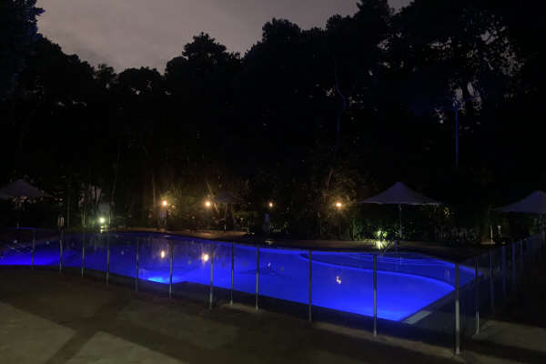Resort pool at night